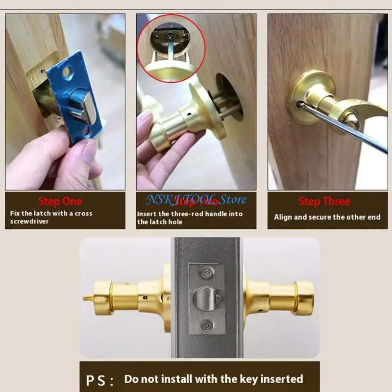 L8RC Doorsh Brass Door Levers الذهب الداخلي غرفة نوم الحمام قفل الباب الخشب #4