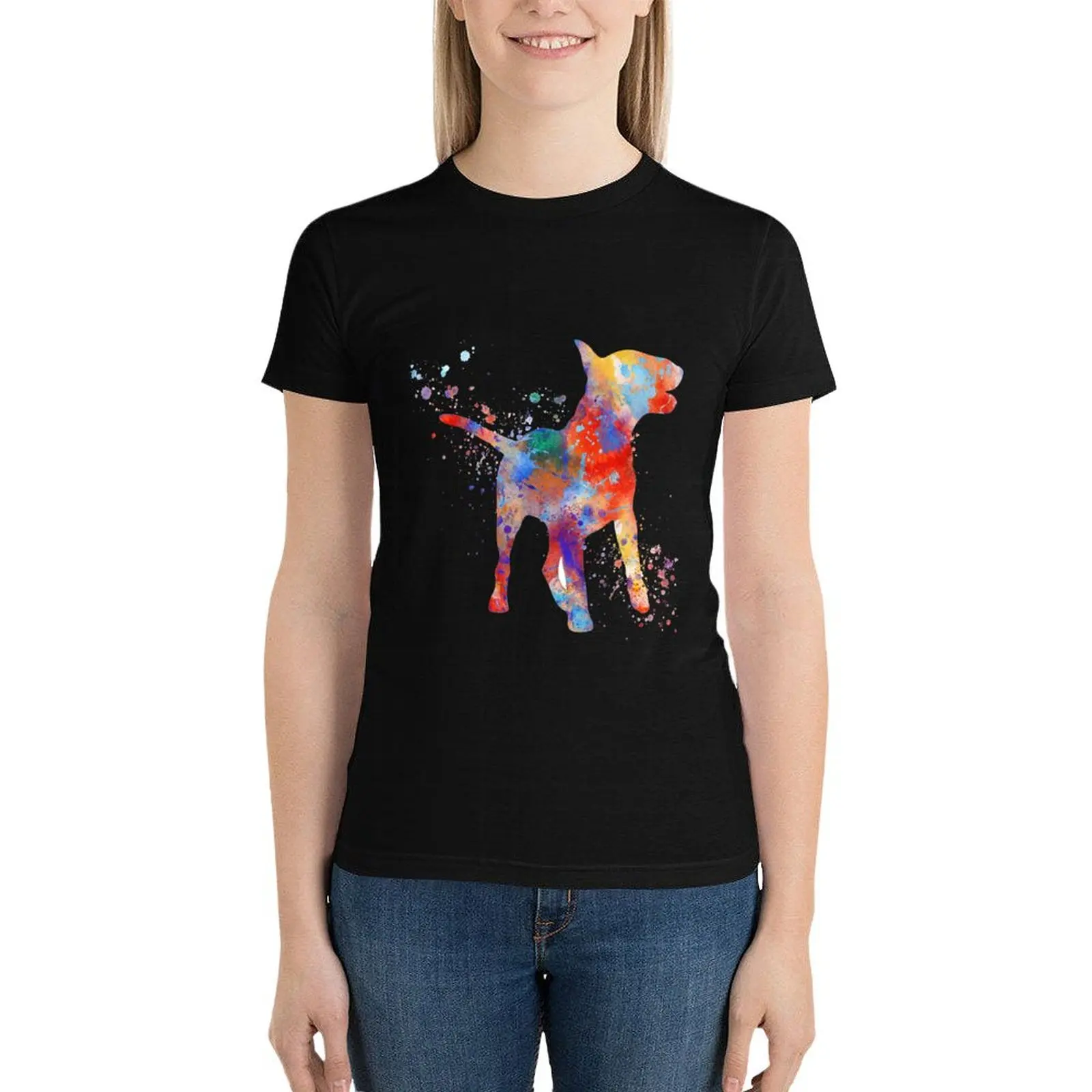 

Bull Terrier, watercolor Bull Terrier T-Shirt tees oversized workout shirts for Women