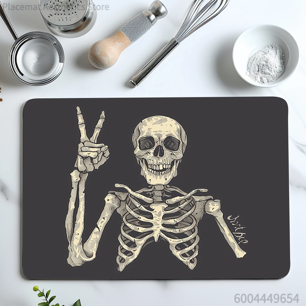 Kitchen Drying Mat Halloween Dry Coffee Mat Absorbent  Placemat Anti Slip Table Cup Drying Mats Table Decoration Accessories