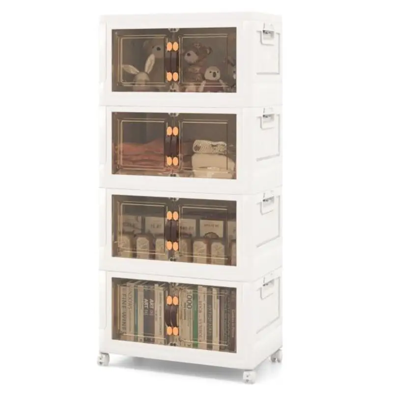 Picture 5: Set of 4 stackable storage boxes with lids & wheels & doors 49.5 x 31.5 x 112.5 cm