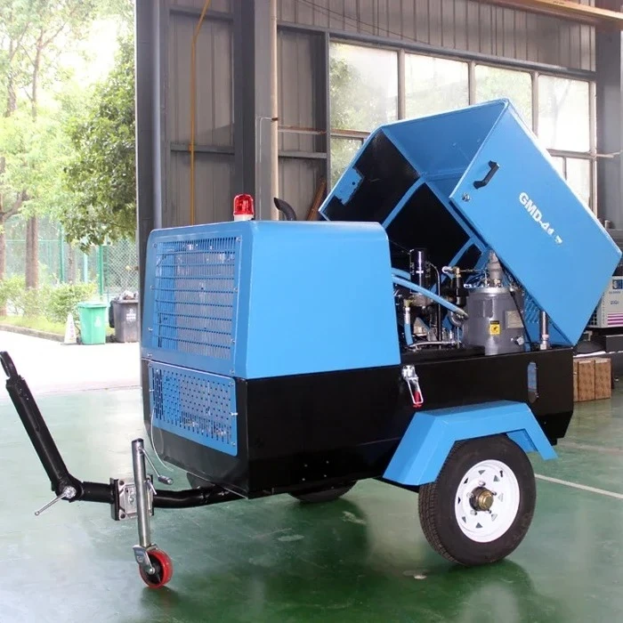 Meistverkaufte praktische sichere 185CFM Power Towable tragbare zwei Räder Kompressoren Schraubenluft mit langlebigem Luftsystem