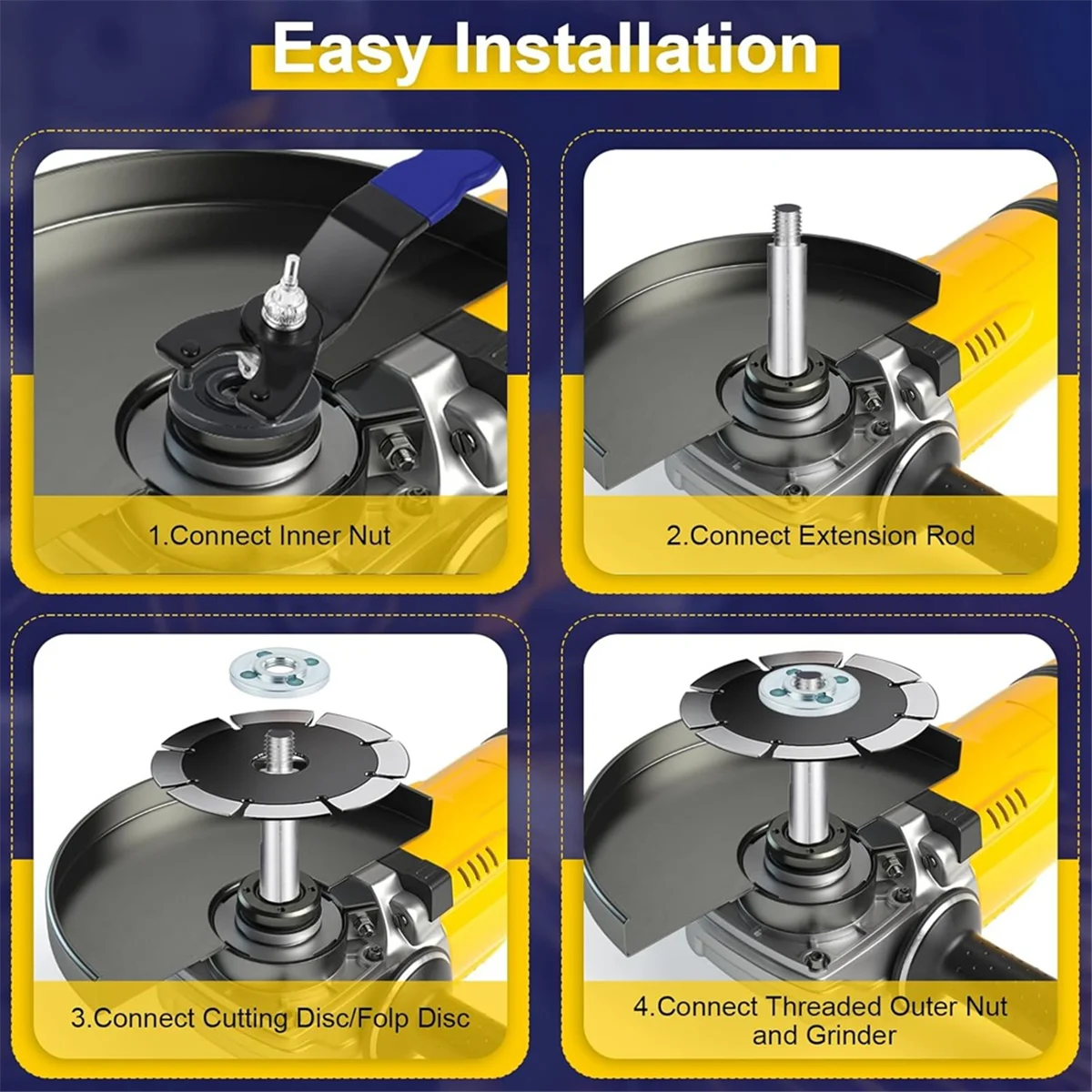 

AA98 3PCS 5/8inch -11 Angle Grinder Extension Shaft Connecting Rod,4 Sets of Flange Lock Nut for Grinder Car Polisher Airway