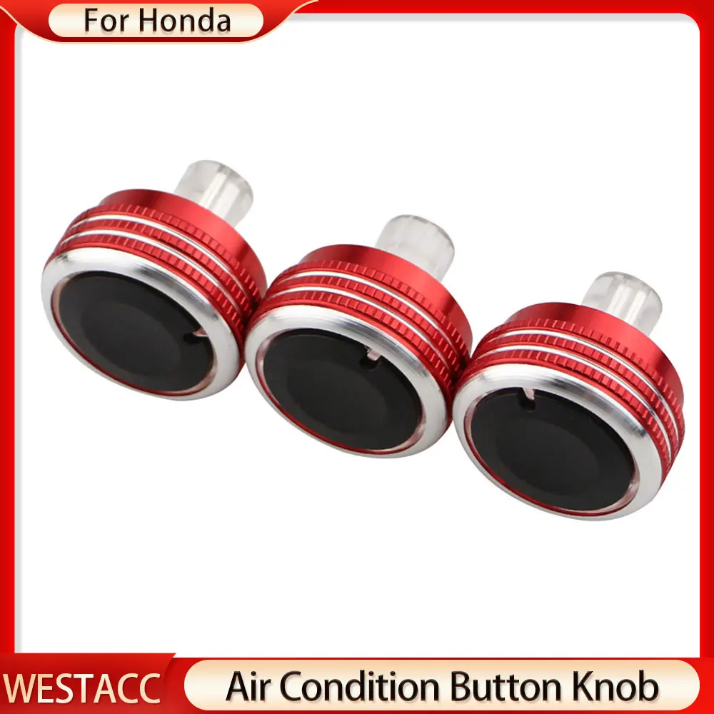 3Pcs Car AC Switch Button Knob for Honda City 2008 - 2014 Fit Crider Jazz 2003 2004 2005 2006 Air Conditioning Knob Accessories