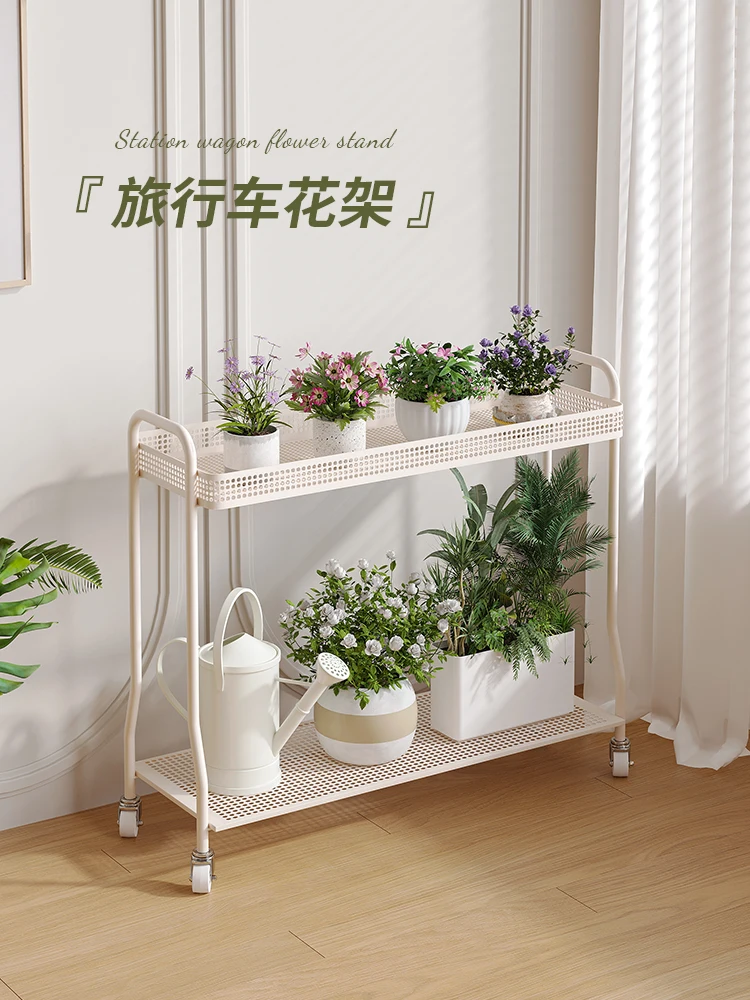 

Simple and movable wrought iron flower stand shelf balcony multi-layer succulent flower pot flower stand living room