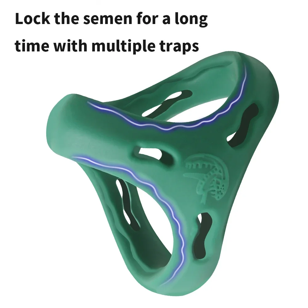 Silicone Lock Penis Ring Reusable Delay Ejaculation Erection Sex Toys for Couple Linen Nozzle Cock Ring for Men Adult Products