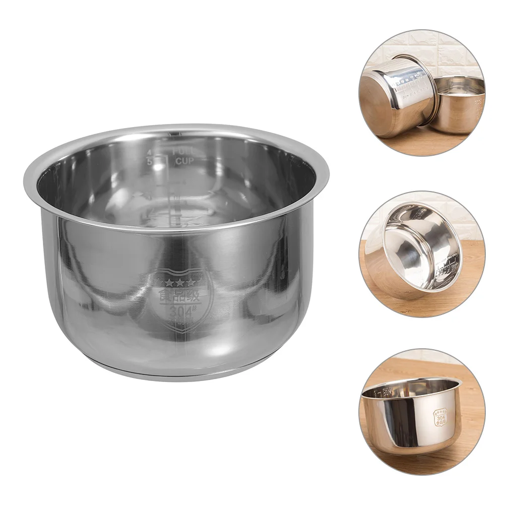 

304 Stainless Steel Rice Cooker Liner Inner Pot 131 132 Height Thick Bottom Replacement Electric Kitchen Gadget Multi Use