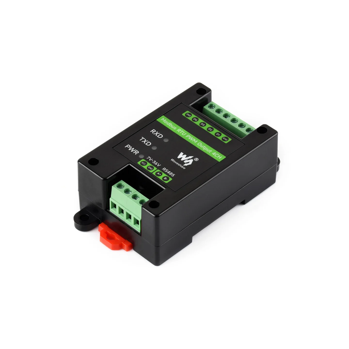Waveshare Industrial Grade 4-channel PWM Pulse Output Module Adopts Modbus RTU Protocol, RS485 With Adjustable Frequency