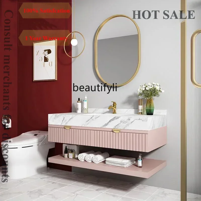B567  Stone Plate Bathroom Cabinet Combination Bathroom Waterproof Washstand Nordic Bathroom Cabinet