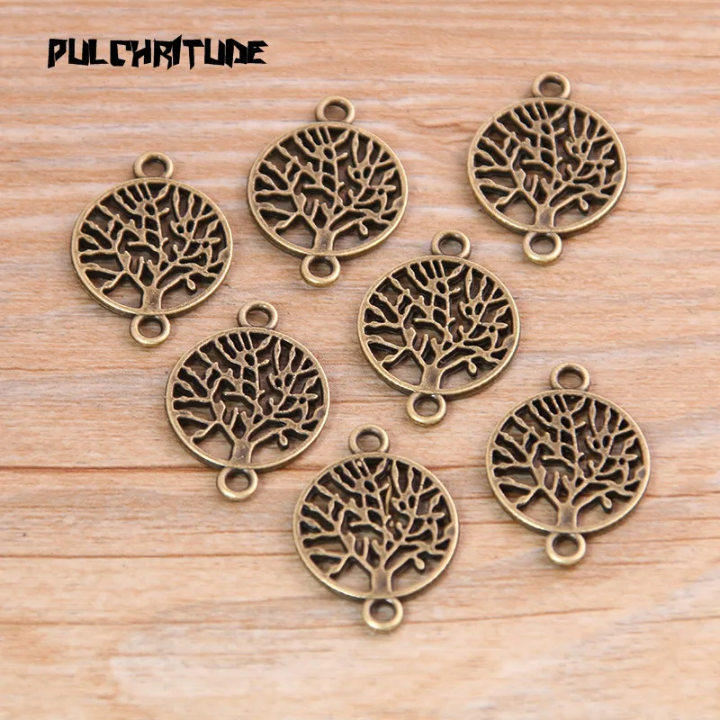 20PCS 16*23mm New Product Plant Tree Connectors Two Color Plated Pendants Jewelry Making DIY Handmade Craft