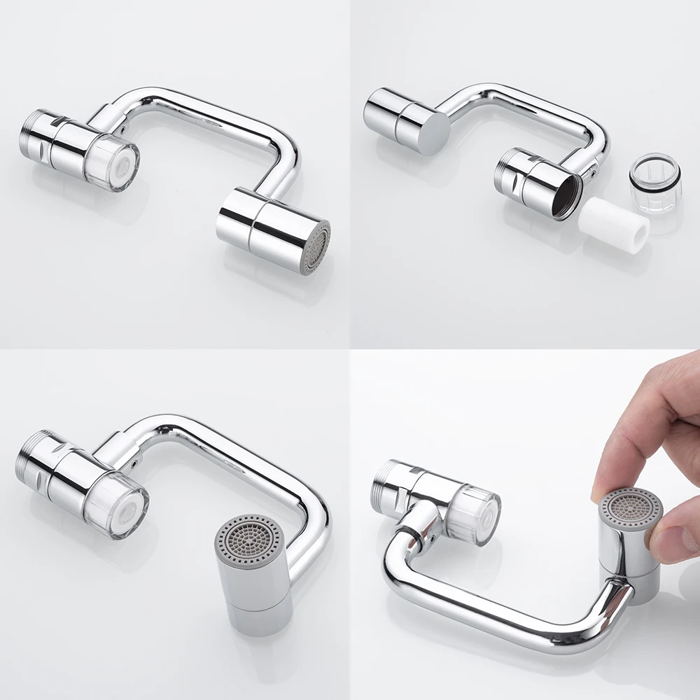 New Universal 1080° Rotation Extender Faucet Aerator Plastic Splash Filter Kitchen Washbasin Faucets Bubbler Nozzle Robotic Arm