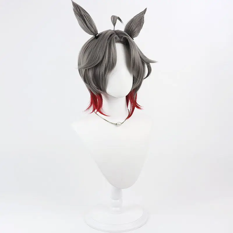 Anime Umamusume Pretty Derby Rose Kingdom Cosplay Wig Grey Ears Hairclips Tail Women Halloween Party Carnival Heat Resistant Wig view 3