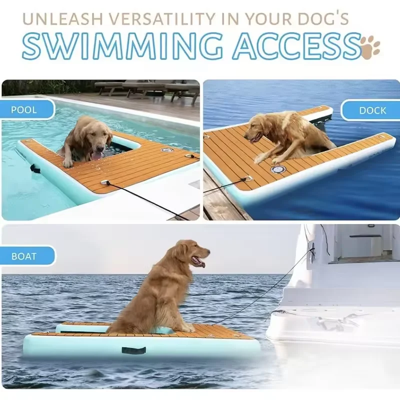 150cm Inflatable Dog Water Ramp Dog Boat Ramp for Dogs Safe Float Floating Ramps Ladder for Pool, Lake, Boat Dog On Water Steps