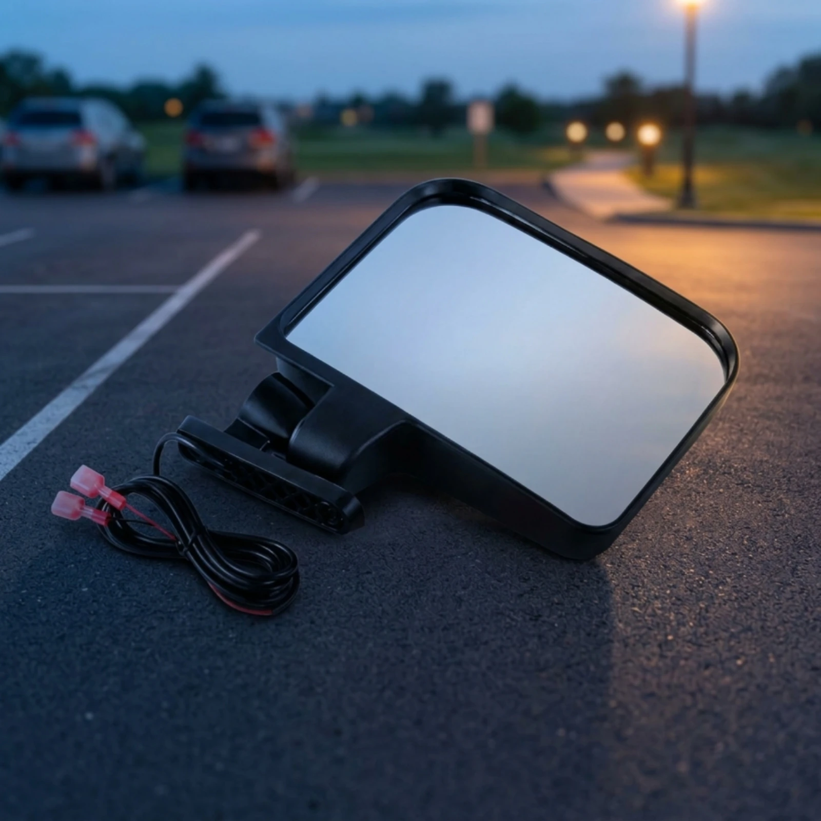 Golf Cart Side Mirrors with LED Turn Indicator Lights Rectangular Golf Cart Side Mirrors with LED Turn Signals Wired