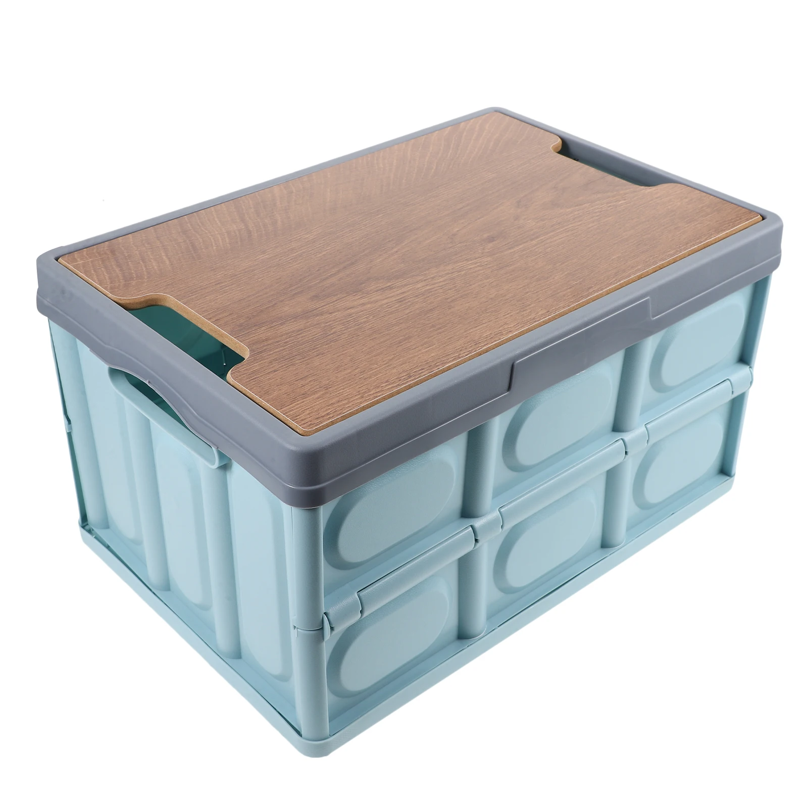

Foldable Car Trunk Organizer Large Capacity Storage Box for Camping Outdoor Blue Wood Lid Car Accessories trunk organizer car