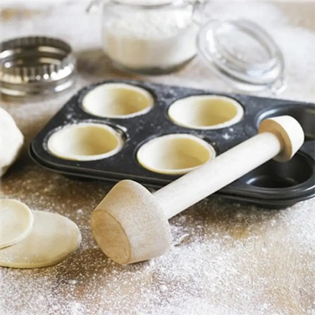 New Tart Pusher Eggtart Mold Wood Egg Tart Tamper Double Side Pastry Egg Dough Cookie Cutter Cake Baking Mold Kitchen Tools