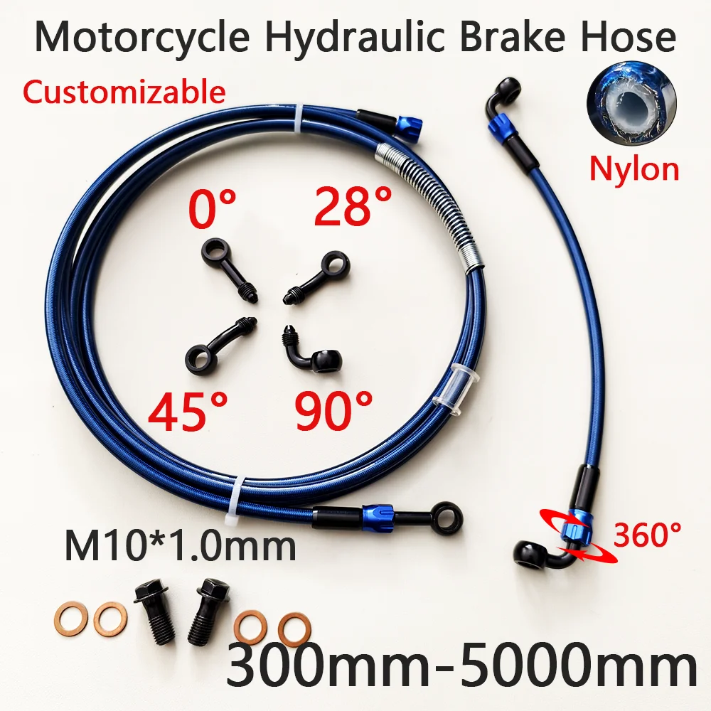 Transparent Blue AN3 Braided Brake Hose Motorcycle Hydraulic Clutch Tube Master Cylinder Brake Oil DOT Pipe Reinforced Racing