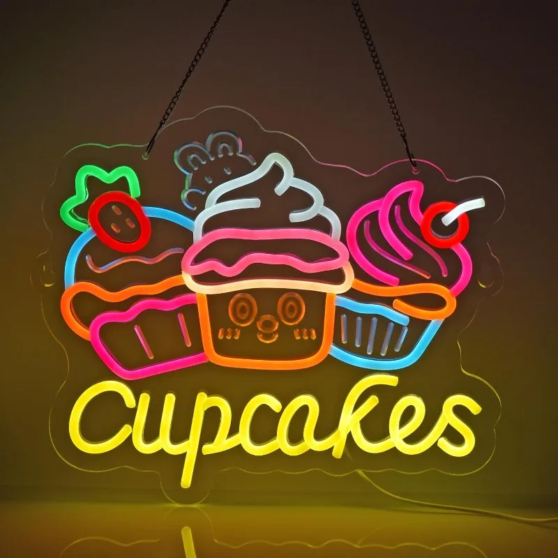 

XM Cupcake Neon Light Wall Art Decoration, Suitable for Bakery, Cafe, Business Service Home Store/Truck, USB Powered Dimmable