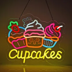 XM Cupcake Neon Light Wall Art Decoration, Suitable for Bakery, Cafe, Business Service Home Store/Truck, USB Powered Dimmable