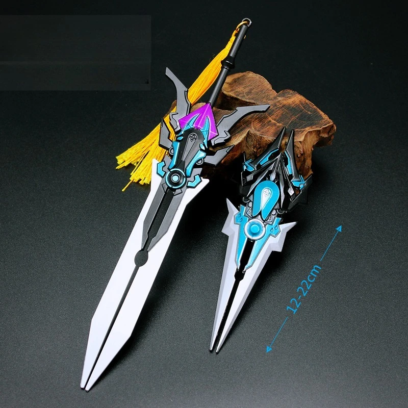 Modelo de arma de 12cm/4,72 pulgadas, anillo de confrontación Lanling King Tacit, Mulan de aleación, juego de 2 piezas, colección de adornos, juguete de regalo de exhibición de escritorio