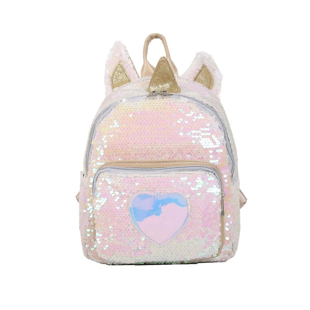 Cute PU Leather Backpacks Female Fashion Versatile Colorful Sequin School Student Bags Women Casual Large Capacity Backpack