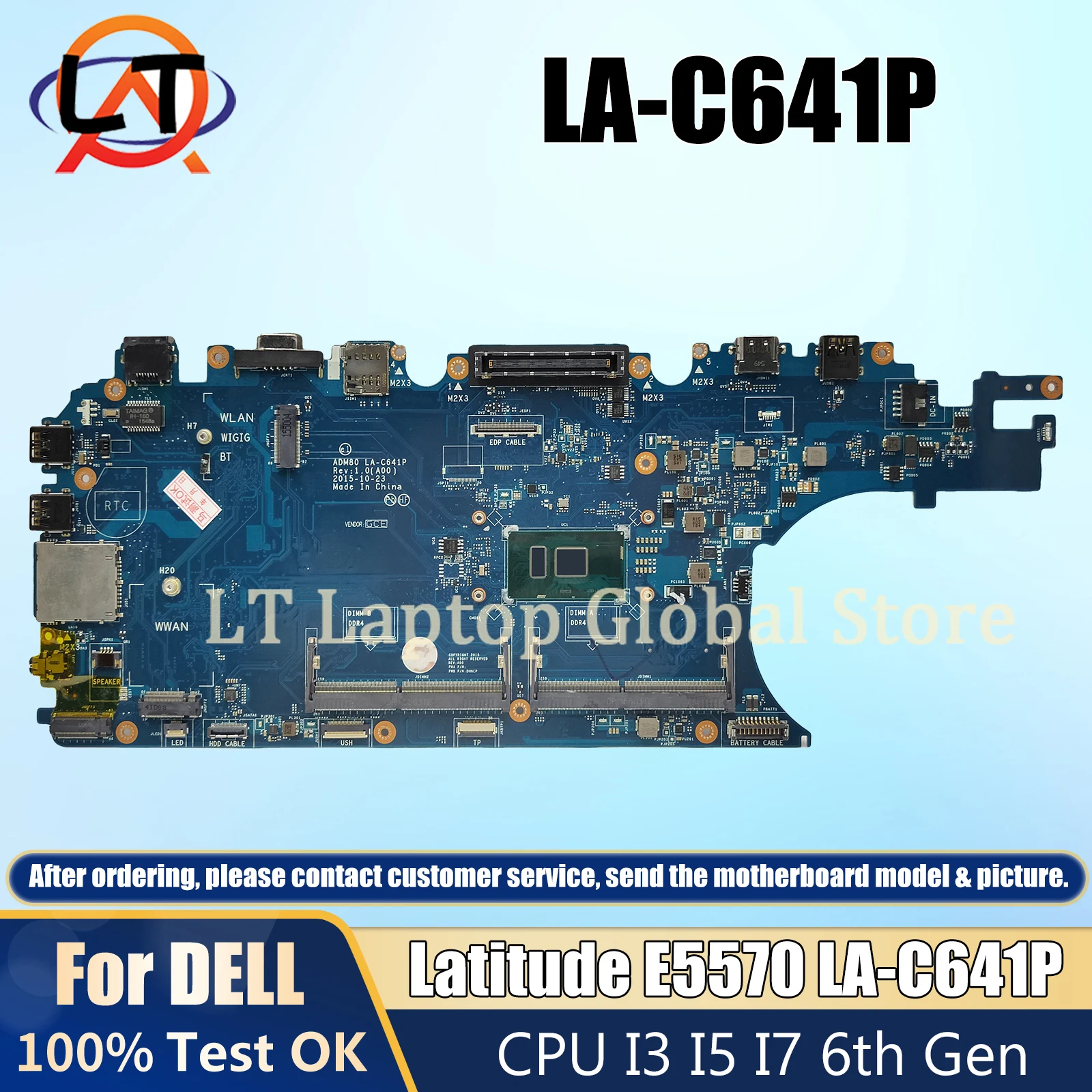 

LA-C641P Laptop Motherboard For DELL Latitude E5570 3510 0MJJCK 03MCRF 0JGMFT Notebook Mainboard With i3 i5 i7 6th Gen CPU