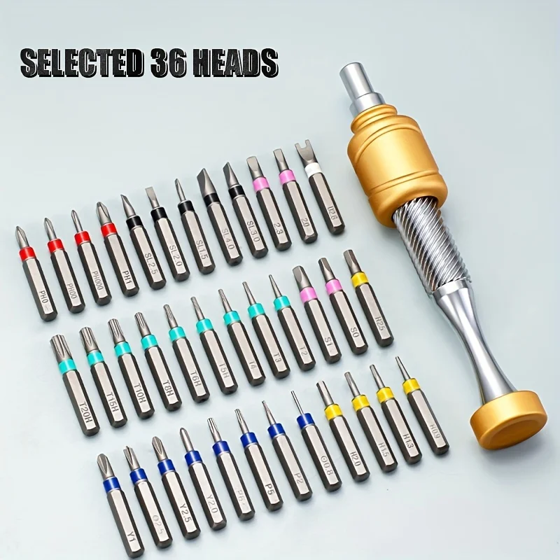 37PCS Precision Screwdriver Kit, with Low-Gravity Design Magnetic Driver Handle and Durable S2 Steel Bits, for Electronics Repai