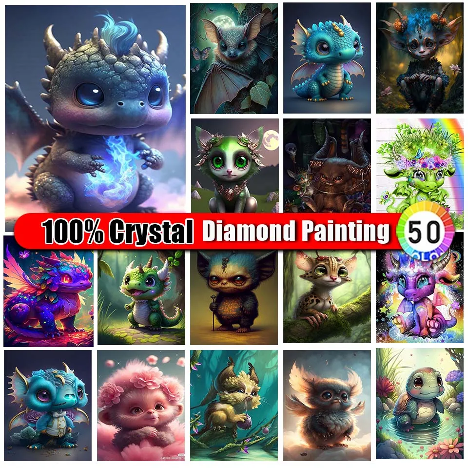 YiMeiDo 100% Crystal Diamond Painting Dragon Baby Cross Stitch Kit Diamond Embroidery Cartoon Mosaic Picture Home Decor New 2023