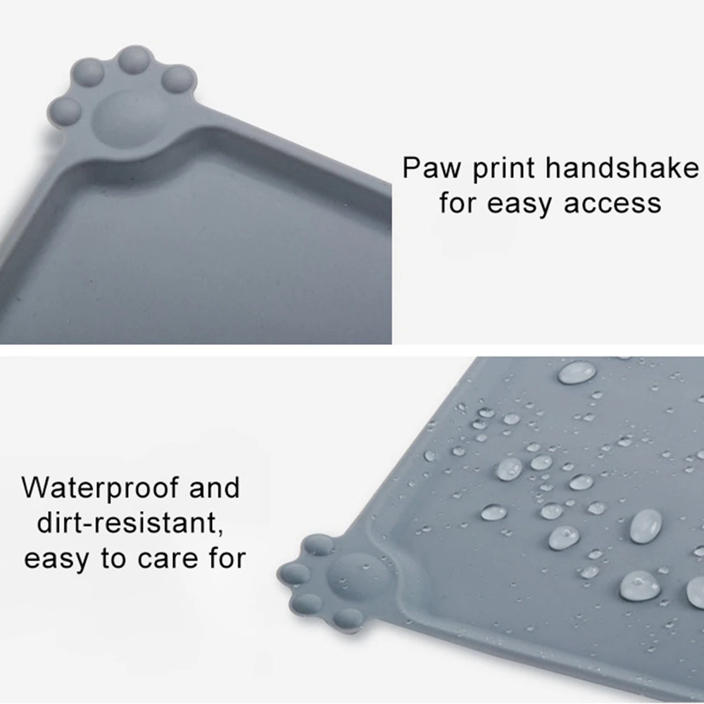 Silicone Dog Cat Bowl Mat Non-Stick Pet Fountain Tray Waterproof Food Pad Puppy Dogs Feeding Drinking Mat Portable Placemat