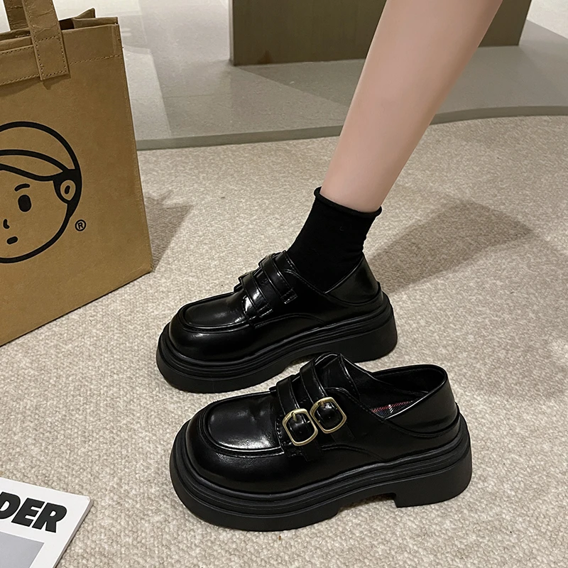 Shoes Female Footwear Clogs Platform British Style Shallow Mouth Round Toe Autumn Oxfords Women's Casual Sneaker Loafers With Fu