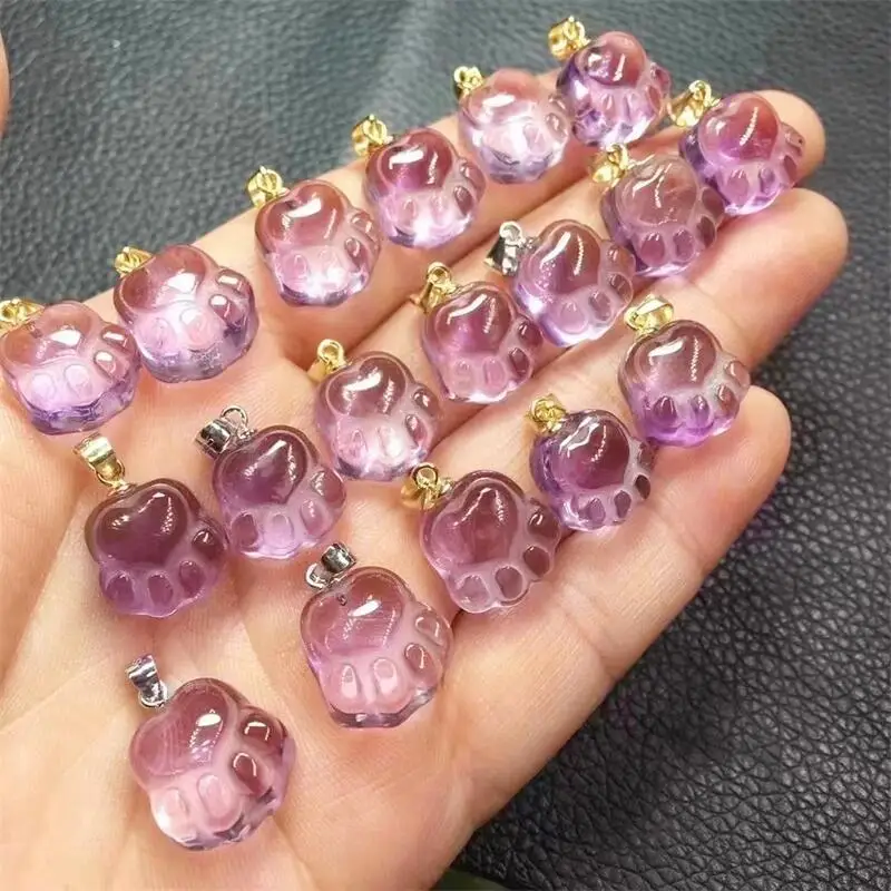 

5pcs Natural Amethyst Cat Claws Carving Mineral Stone Figurine Healing Quartz Reiki Lucky Festival Gift 14.5mm