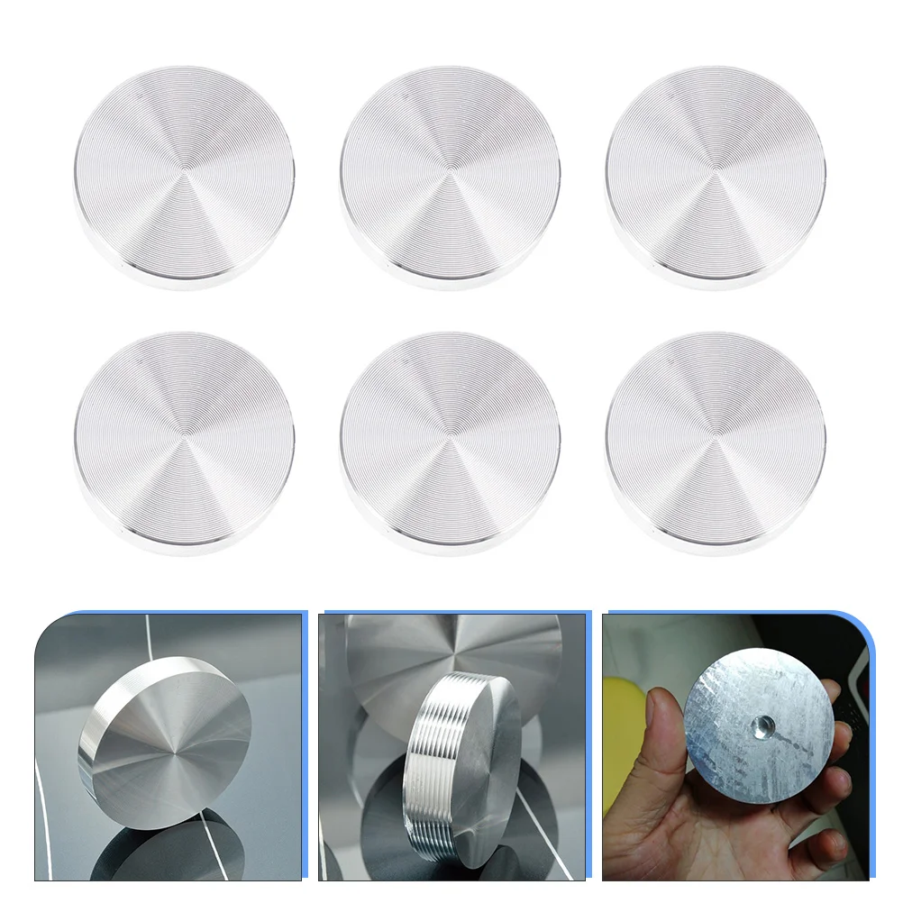 6 Pcs Solid Aluminum Cake Round Disc Circle Glass Tops Adapter Discs Thick Table Alloy Stickers