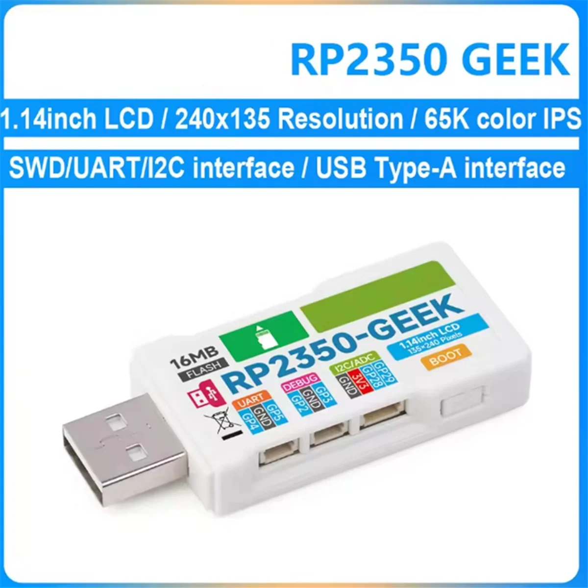 2025 + RP2350 RP2350A رقاقة 1.14 بوصة LCD 240x135 دقة 65K لون SWD/UART/I2C لـ OpenOCD/CMSIS-