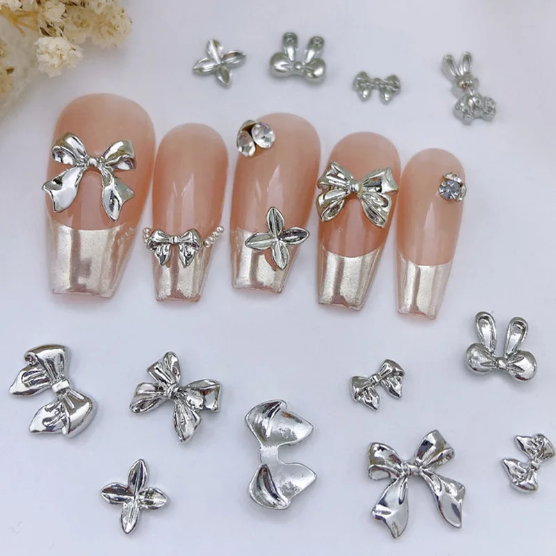 10PCS Butterfly Parts Ribbon 3d Nail Charms Luxury Ribbon Parts Decorations for Nails Figures Bows Nails Accessories SZZS09