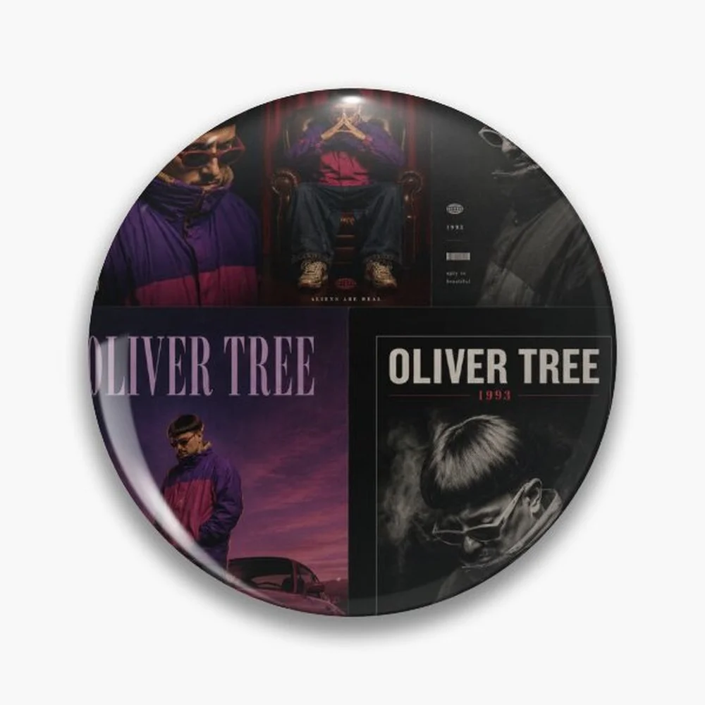 Oliver Tree Pin Holographic Star Heart Pin Brooches Laminated Button Fashion Accessory
