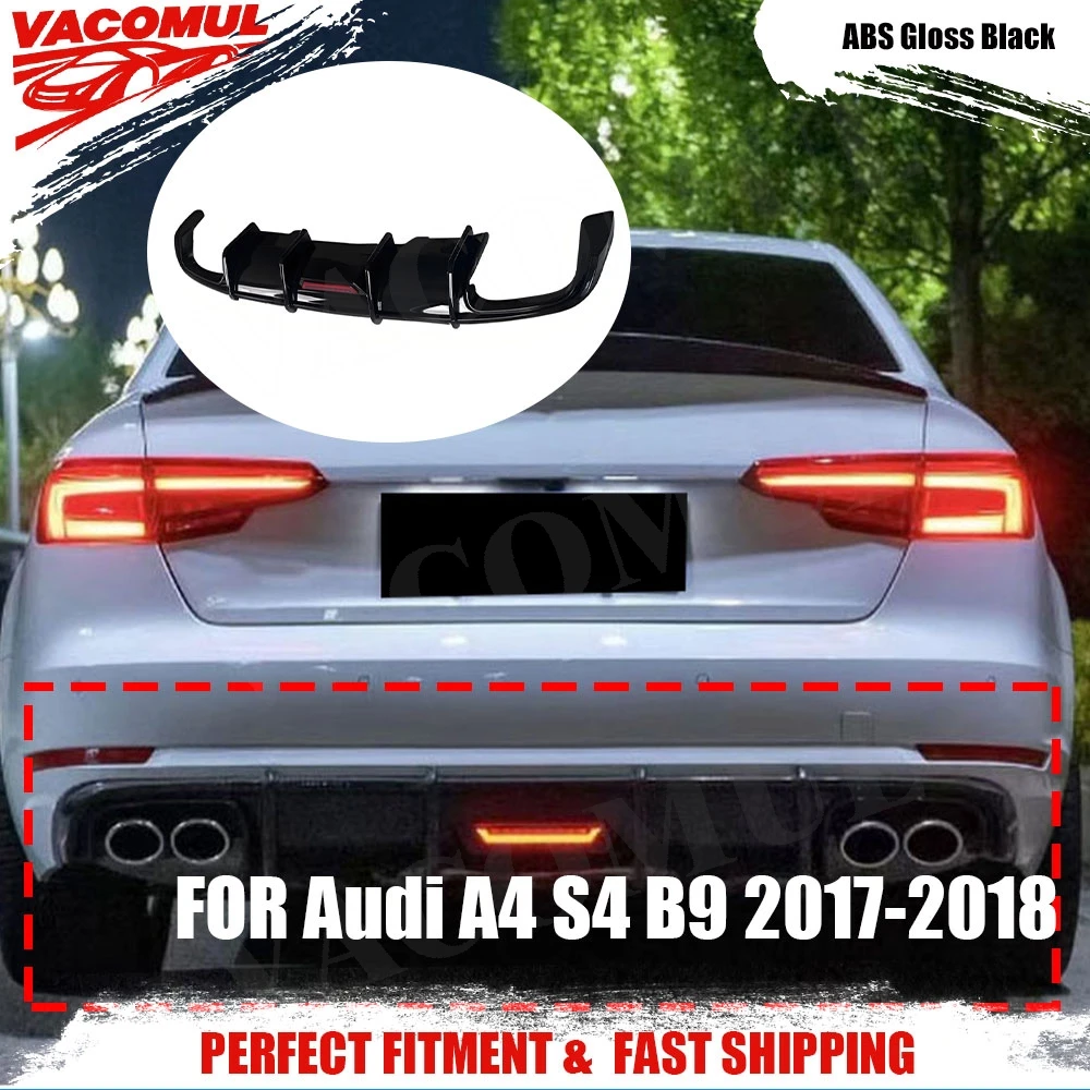 

VACOMUL In Stock For Audi A4 S4 B9 2017-2019 Dry Carbon Fiber Car Rear Bumper Diffuser Lip With Lamp Car Accessories Gloss Balck