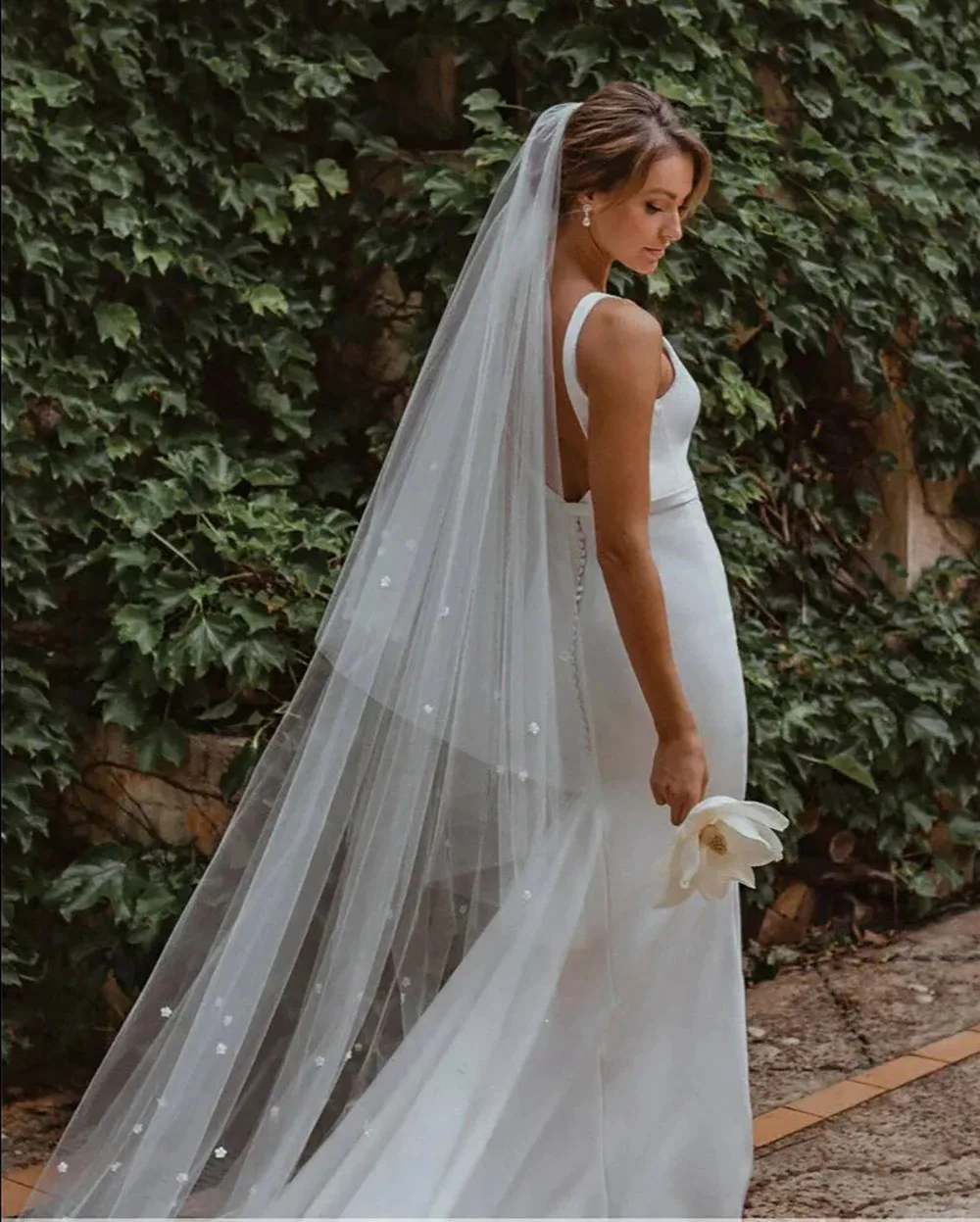 Msikoods Cheap Wedding Dresses 2025 Buttons V-neck Civil Bridal Dress Backless Bridal Dress Wedding Party Dress In stock
