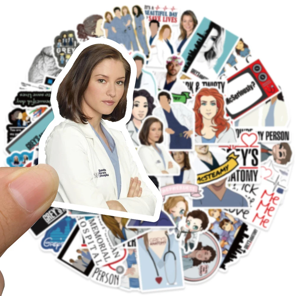 10/30/50 Uds. Pegatinas Clásicas de la Serie de TV Grey's Anatomy, Pegatinas de Dibujos Animados de Médicos, Decoración para Cuadernos, Botellas de Agua y Teléfonos