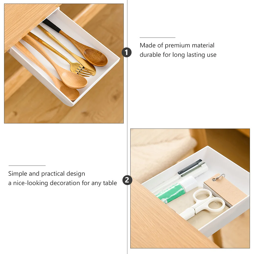 

2Pcs Creative ABS Pencil Box Hidden Under Table Space Saving Desk Organizer Retractable Drawer Design for Keys Jewelry
