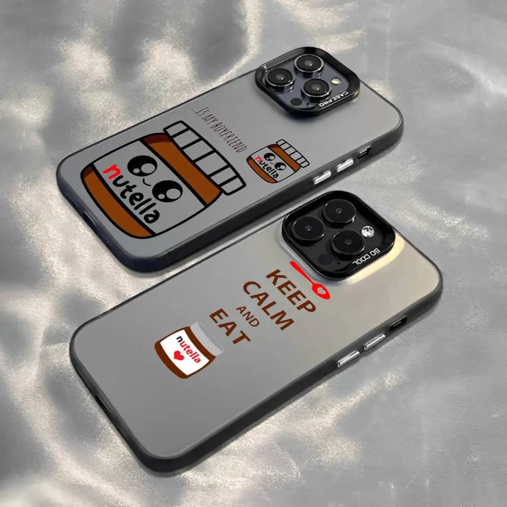 Funda de teléfono Kawaii Chocolate Nutella para IPhone 16 15 Plus 14 13 12mini 11Pro Max caramelo mate cubierta trasera a prueba de golpes
