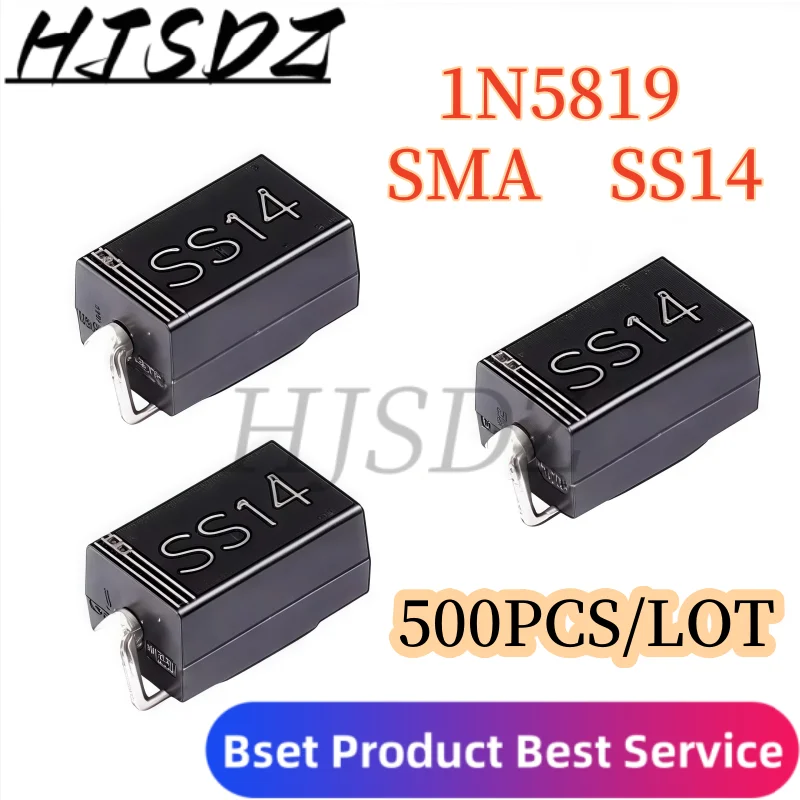500Unids/Lote SMD Schottky Rectifier Diodes SS14 SS34 SS54 SMA 1N5819 1N5822 1N5824 DO-214AC - Nuevo y de Alta Calidad