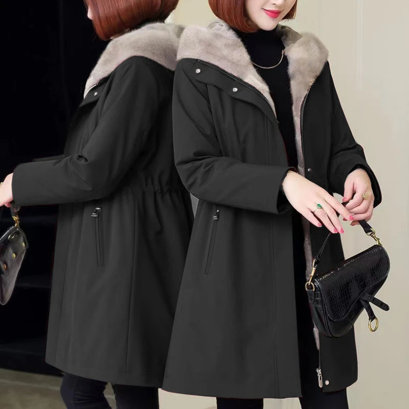 High Quality Winter Jacket Women Parka Fashion Coat Wool Liner Hooded Parkas with Fur Collar Warm Snow Wear Padded Clothes L86