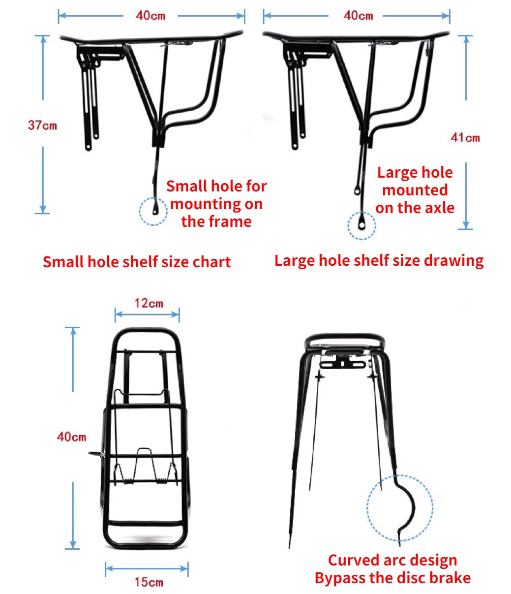 Mountain Bike 26/24 Inch/20 Inch/18 Inch/22 Inch Bicycle Rear Rack Disc Brake Rear Seat Tail Rack Rear Frame Bike Rack