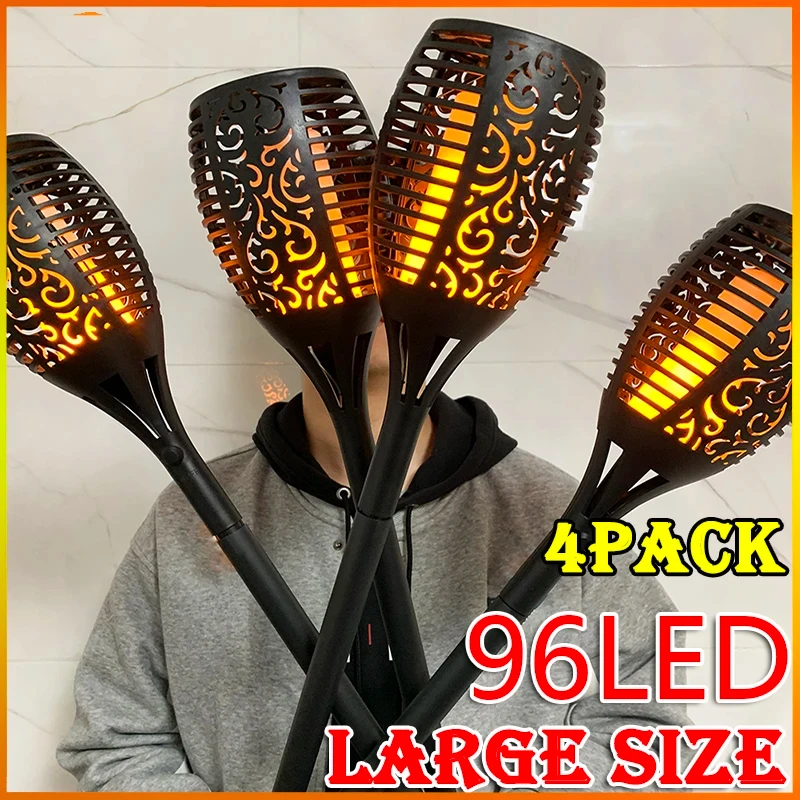 1/2/4Pack 96LED Solar Lights Flame Flickering Torch Outdoor Waterproof Garden Decoration Lawn Path Yard Patio Floor Night Lamp
