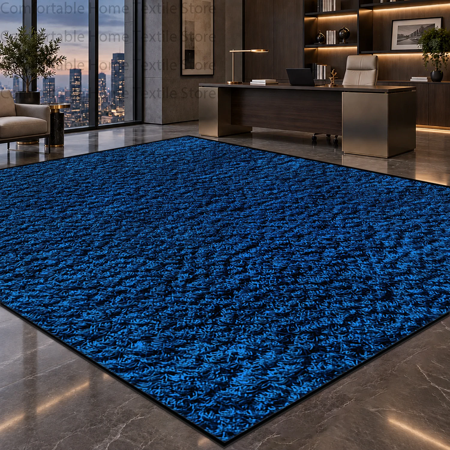 Urban Modern Textured Rug for Business Study Decor Solid Color Minimalist Large Living Room Carpet Non-slip Washable Floor Mat