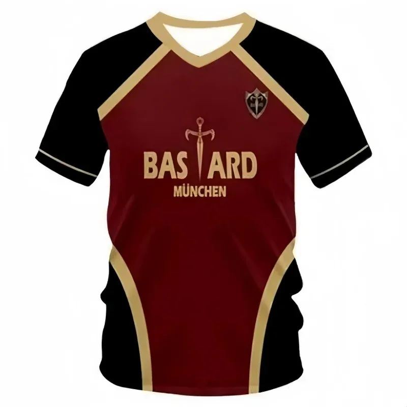 Anime azul bloqueio michael kaiser cosplay trajes bastardo munchen camisa de futebol impressão 3d manga curta topos kaiser camiseta