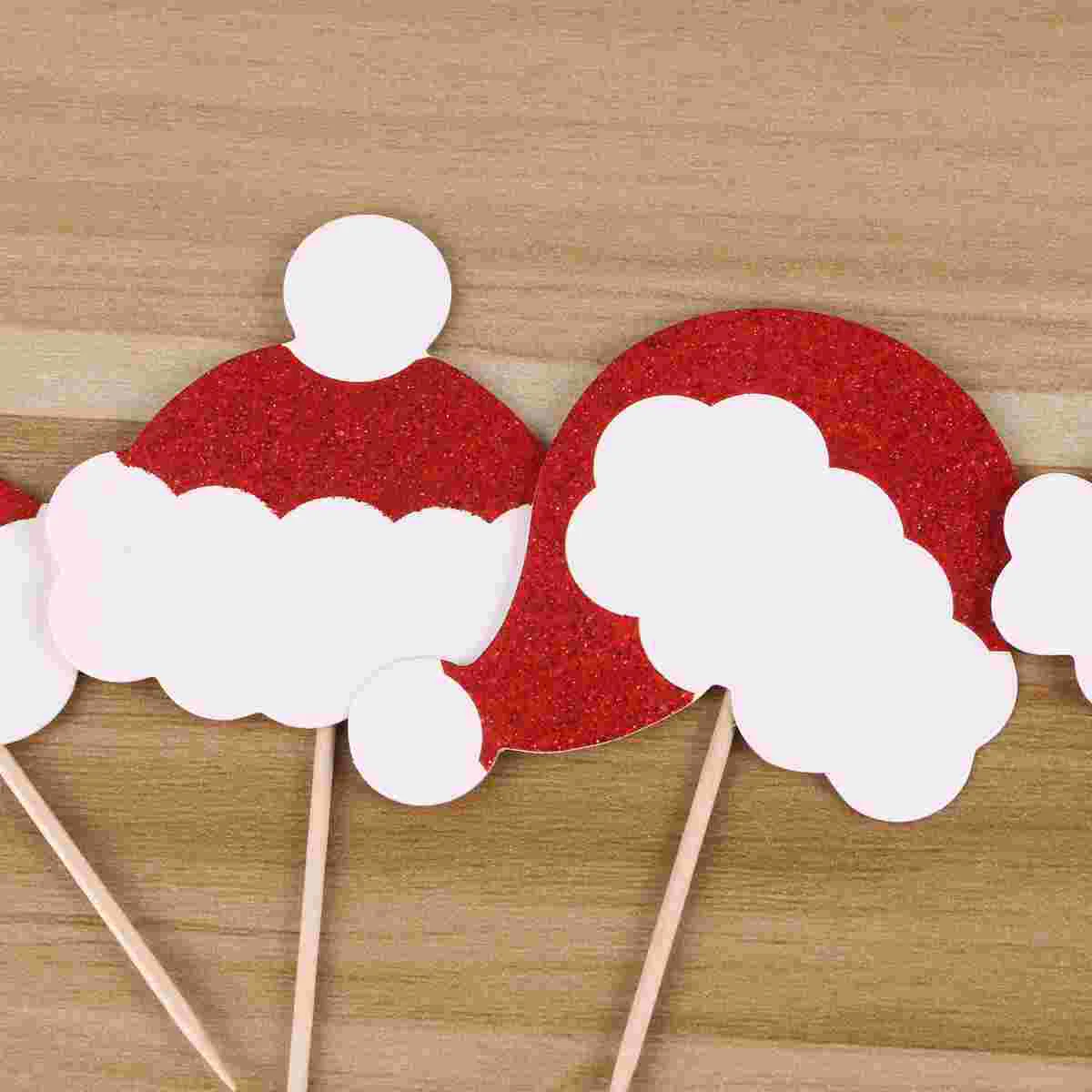 6 PCS Paper Cup Father Gold Christmas Decorations Topper Bamboo Cupcake Toppers