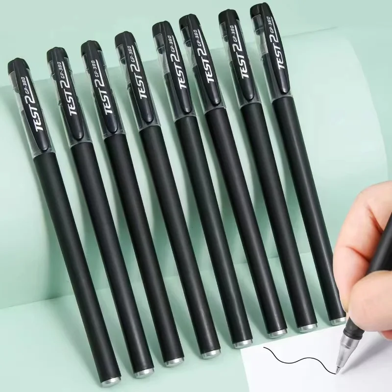 

10pcs Black Frosted Gel Pen Carbon Pen Signature Pen Red Black Blue Student Office Examination Special Pen For School Stationery