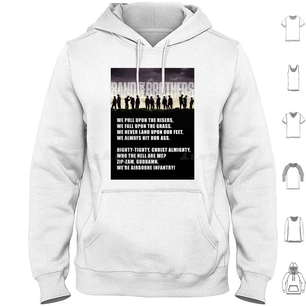 Band Of Brothers-Airborne Infantry Hoodie Cotton Long Sleeve Band Of Brothers Dick Winters Currahee Camp Toccoa Georgia Guns