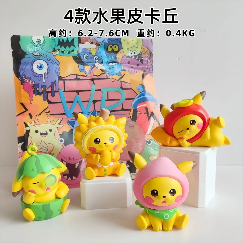 Pokemon di alta qualità Figura Anime Giocattoli Carino Frutta Pikachu Cieco Box Figurine Durian Pikachu Desktop Ornamento Regalo di Festa
