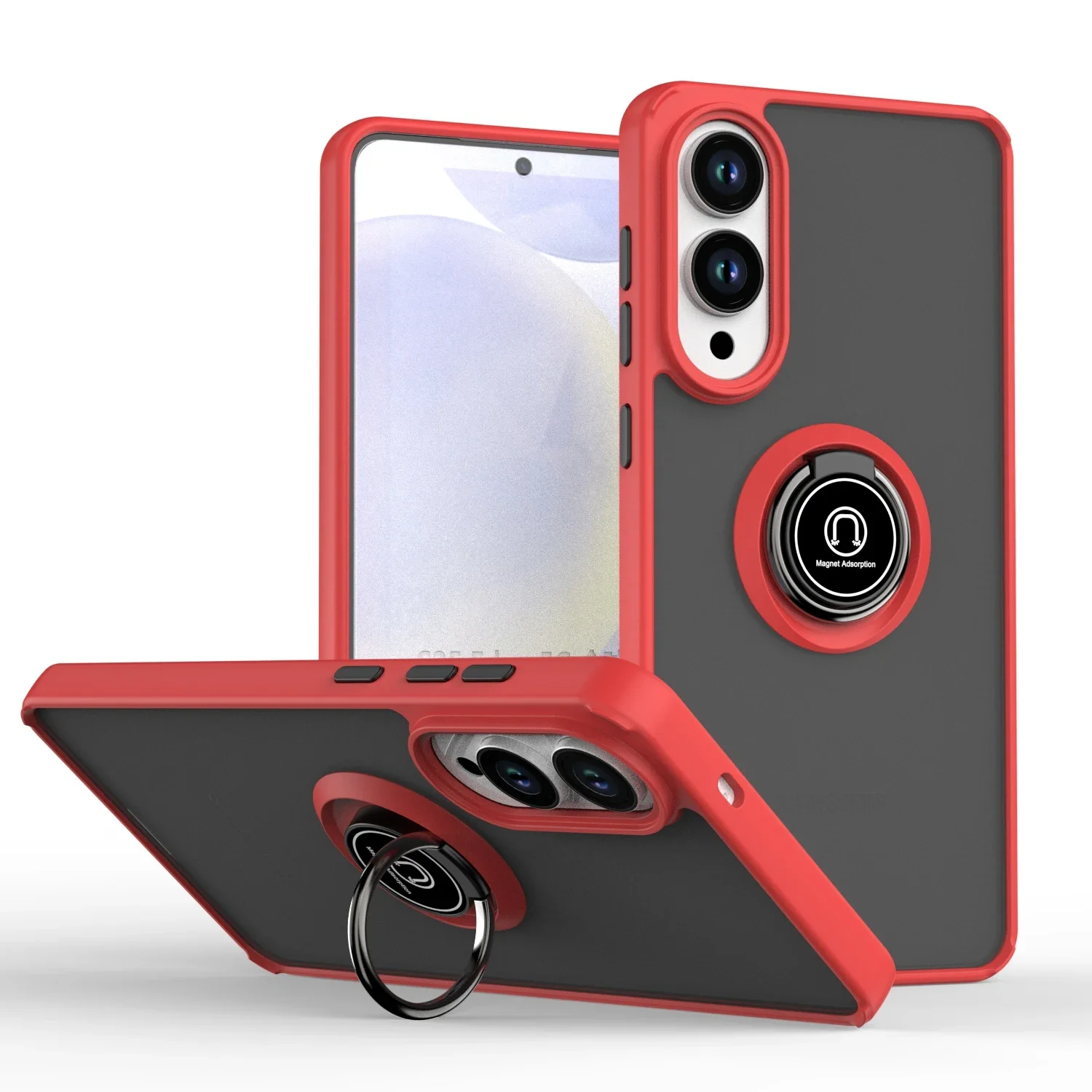 

Matte phone Case For Samsung S25 S24 S23 S22 S21 S20 Note 20 Ultra Plus S25edge S24FE S23FE Magnetic Ring Stand Shockproof Cover